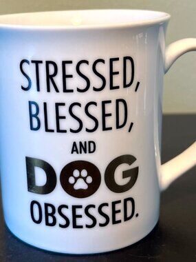 Fringe Studio Stressed Blessed And Dog Obsessed Coffee Cup Mug Metallic Gold